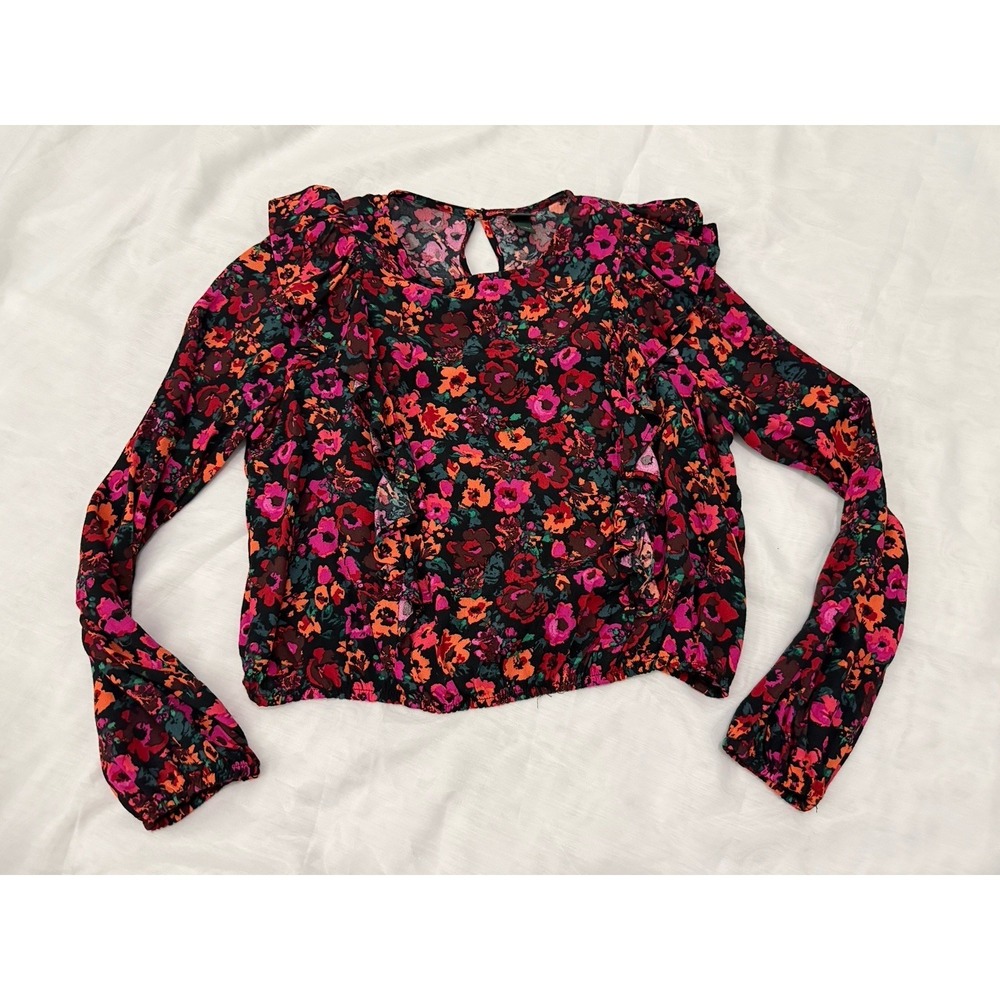 Wild Fable Floral Ruffle Blouse Size XS Long Sleeve